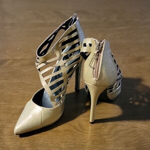 Qupid Gold Stiletto Heels
